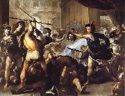 Luca  Giordano Perseus Turning Phineas and his followers to stone oil painting artist